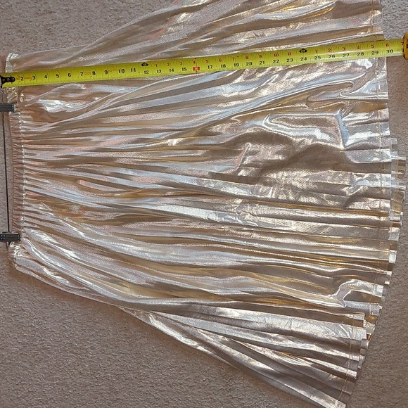 Banana Republic Mettalic Gold Pleated Skirt Sz XL - Picture 7 of 11